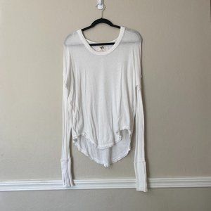 Free People Cotton White Long Sleeved Shirt/Sweater - Small